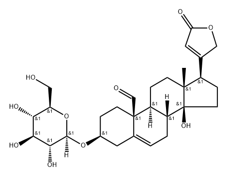 3β-(β-D-Glucopyranosyloxy)-14-hydroxy-19-oxocarda-5,20(22)-dienolide 结构式