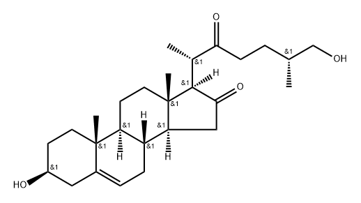 (25R)-3β,26-ジヒドロキシコレスタ-5-エン-16,22-ジオン 化学構造式