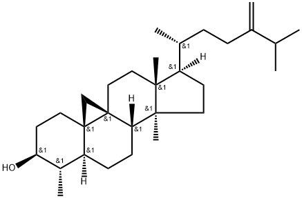 4α,14α-ジメチル-9β,19-シクロ-5α-エルゴスタ-24(28)-エン-3β-オール 化学構造式