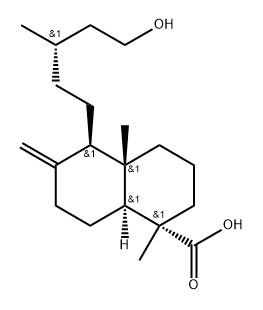 1-Naphthalenecarboxylic acid, decahydro-5-(5-hydroxy-3-methylpentyl)-1,4a-dimethyl-6-methylene-, [1S-[1α,4aβ,5β(R*),8aα]]- (9CI) Struktur