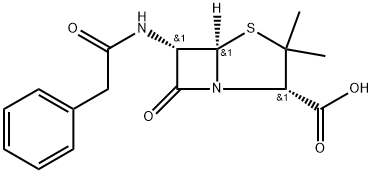 4-Thia-1-azabicyclo[3.2.0]heptane-2-carboxylic acid, 3,3-dimethyl-7-oxo-6-[(phenylacetyl)amino]-, [2S-(2α,5α,6α)]- (9CI) Struktur