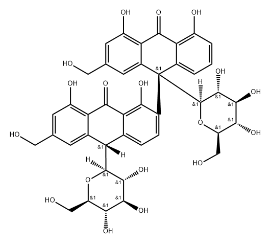 [2,9'-Bianthracene]-9,10'(9'H,10H)-dione, 9',10-di-β-D-glucopyranosyl-1,4',5',8-tetrahydroxy-2',6-bis(hydroxymethyl)-, (9'S,10S)- (9CI)|Barbaloin-related compound A