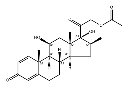 Pregna-1,4-diene-3,20-dione, 21-(acetyloxy)-9-chloro-11,17-dihydroxy-16-methyl-, (11β,16β)-,4735-64-2,结构式