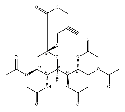 4,7,8,9-Tetra-O-acetyl-N-acetyl-2-S-2-propyn-1-yl-2-thio-a-neuraminic acidmethyl ester 结构式