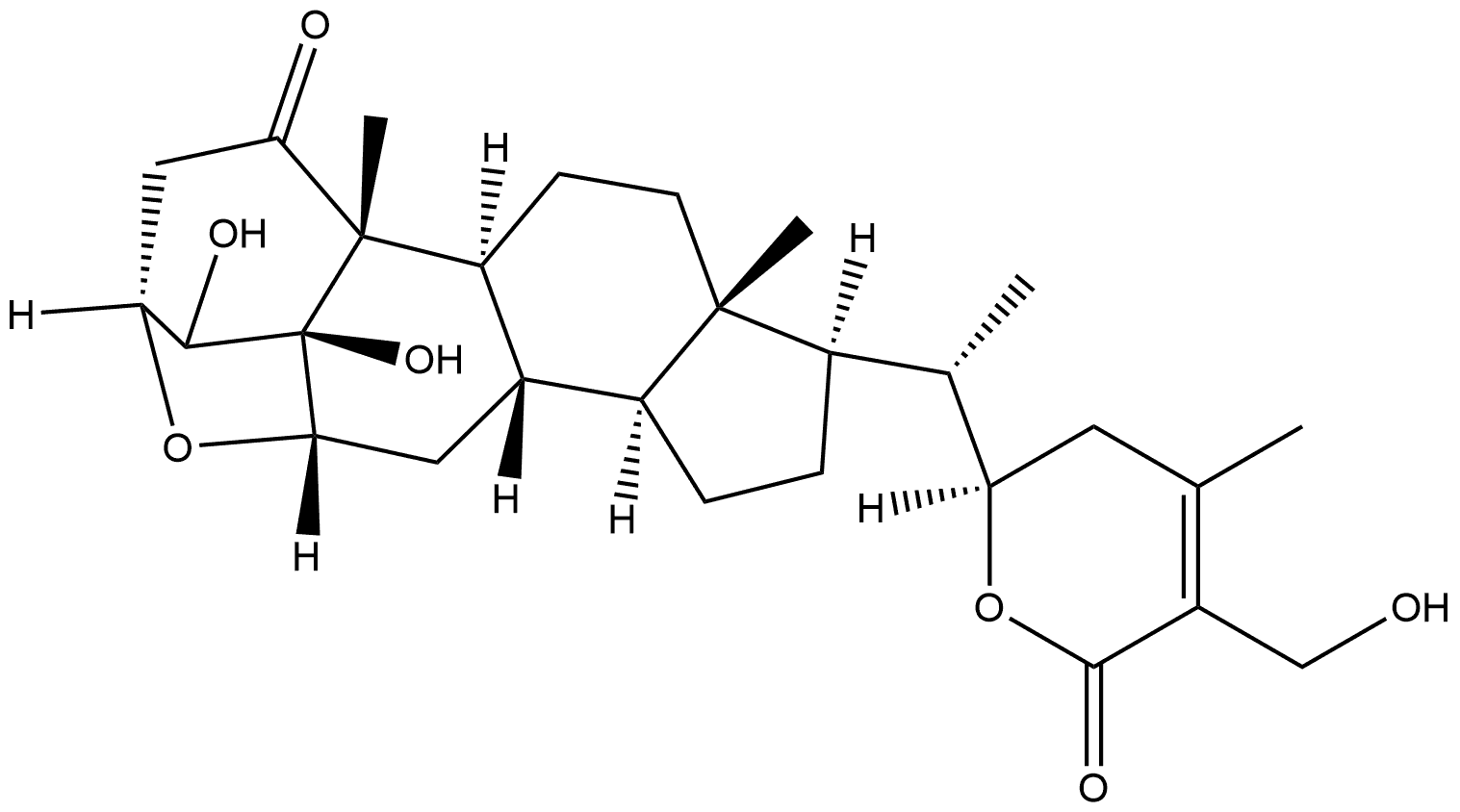 Ergost-24-en-26-oic acid, 3,6-epoxy-4,5,22,27-tetrahydroxy-1-oxo-, δ-lactone, (3α,4β,5β,6α,22R)- Struktur