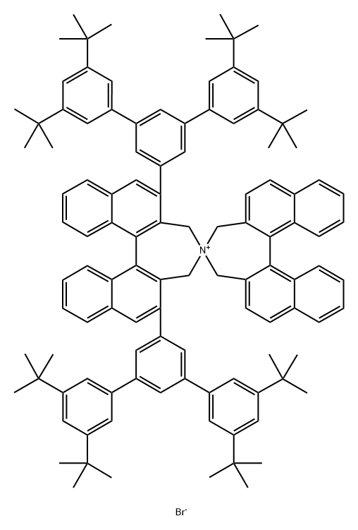 4,4'-Spirobi[4H-dinaphth[2,1-c:1',2'-e]azepinium], 3,3',5,5'-tetrahydro-2,6-bis[3,3'',5,5''-tetrakis(1,1-dimethylethyl)[1,1':3',1''-terphenyl]-5'-yl]-, bromide (1:1), (11bS,11'bS)- 结构式
