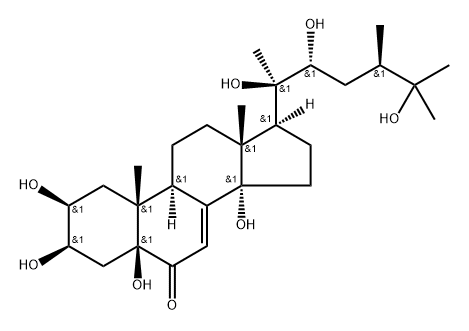 (22R,24R)-2β,3β,5,14,20,22,25-ヘプタヒドロキシ-5β-エルゴスタ-7-エン-6-オン 化学構造式