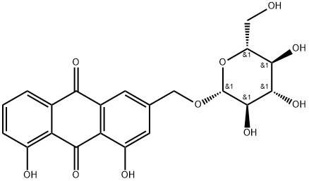Aloe-emodin-3-(hydroxymethyl)-O-β-D-glucopyranoside 化学構造式