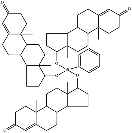 (8R,9S,10R,13S,14S,17S)-17-[bis[[(8R,9S,10R,13S,14S,17S)-10,13-dimethyl-3-oxo-1,2,6,7,8,9,11,12,14,15,16,17-dodecahydrocyclopenta[a]phenanthren-17-yl]oxy]-phenyl-silyl]oxy-10,13-dimethyl-1,2,6,7,8,9,11,12,14,15,16,17-dodecahydrocyclopenta[a]phenanthren-3-,5055-46-9,结构式