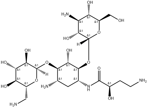 D-Streptamine, O-3-amino-3-deoxy-α-D-glucopyranosyl-(1→6)-O-[6-amino-6-deoxy-α-D-glucopyranosyl-(1→4)]-N1-[(2R)-4-amino-2-hydroxy-1-oxobutyl]-2-deoxy-