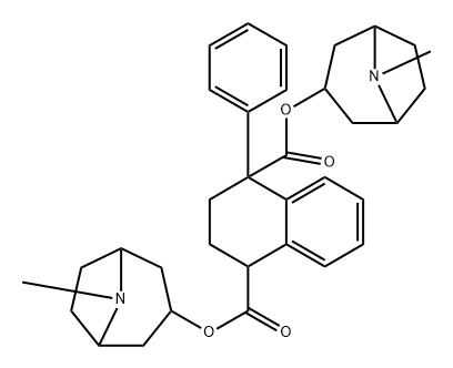 1,2,3,4-テトラヒドロ-1-フェニル-1,4-ナフタレンジカルボン酸ビス[(1S,5R)-8-メチル-8-アザビシクロ[3.2.1]オクタ-3-イル] 化学構造式