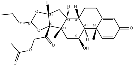 Pregna-1,4-diene-3,20-dione, 21-(acetyloxy)-16,17-[(1R)-butylidenebis(oxy)]-11-hydroxy-, (11β,16α)- Structure