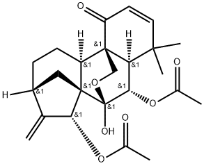 (7S,15R)-6β,15-Diacetoxy-7α,20-epoxy-7-hydroxykaura-2,16-dien-1-one Struktur