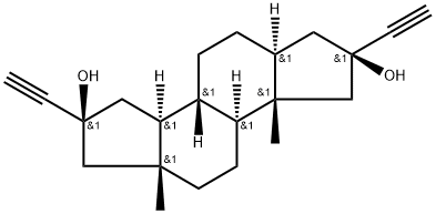 2Α,17Α-二乙炔基-2Β,17Β-二羟基-A-失碳-5Α-雄甾烷 结构式