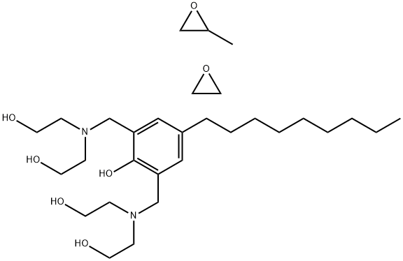 Methyloxirane polymer with oxirane, ether with 2,6-bis[(bis(2-hydroxyethyl)amino) methyl]-4-nonylphenol (5:1) Struktur