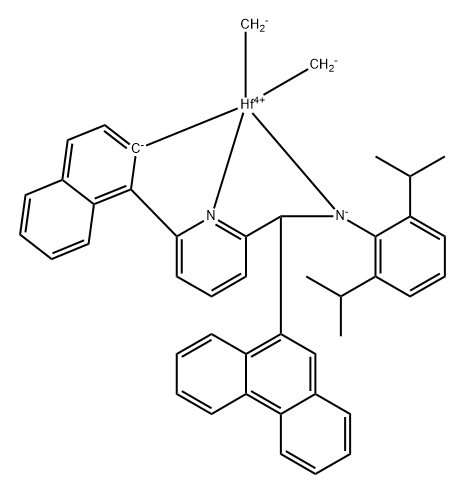 [N-[2,6-双(1-甲基乙基)苯基]-9-菲基-6-(1-萘烯基-Κ-C2)-2-吡啶甲胺基(2-)-ΚN1,ΚN2]二甲基铪,524680-40-8,结构式