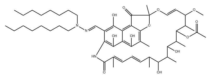 3-[(ジオクチルヒドラゾノ)メチル]リファマイシン 化学構造式