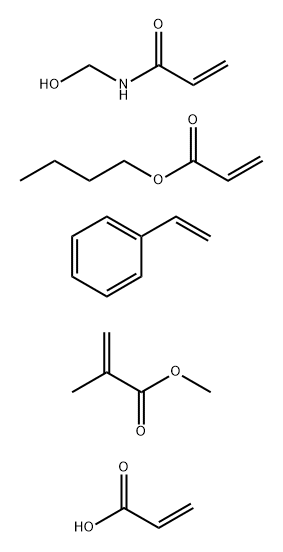 2-甲基-2-丙烯酸甲酯、2-丙烯酸丁酯、乙烯苯、N-(羟甲基)-2-丙烯酰胺和2-丙烯酸的聚合物, 52609-50-4, 结构式