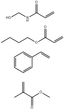 2-Propenoic acid, 2-methyl-,methyl ester, polymer with butyl-2-propenoate, ethenylbezene,and N-(hydroxymethyl)-2-propenamide 2-Propenoic acid,2-methyl-,methyl ester,polymer with butyl-2-propenoate,ethenylbezene,and N-(hydroxymethyl)-2-propenamide Struktur