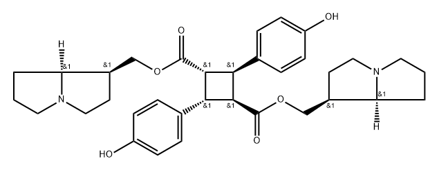 bis[[(1R,8R)-2,3,5,6,7,8-hexahydro-1H-pyrrolizin-1-yl]methyl] 2,4-bis(4-hydroxyphenyl)cyclobutane-1,3-dicarboxylate Structure