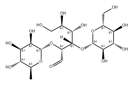 2-O-(6-Deoxy-α-L-mannopyranosyl)-3-O-(β-D-glucopyranosyl)-D-galactose,528-40-5,结构式