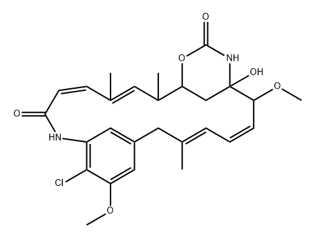 (1R,2R,3E,5E,15E,17E,19R,20S)-10-Chloro-11,19-dimethoxy-2,4,15-trimethyl-20-hydroxy-8,21-diaza-23-oxatricyclo[18.3.1.19,13]pentacosa-3,5,9,11,13(25),15,17-heptene-7,22-dione,52978-30-0,结构式