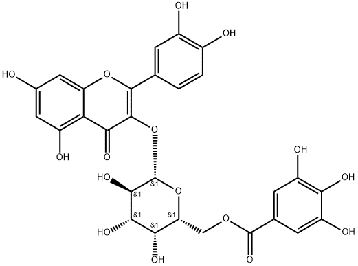 槲皮素3-O-(6''-没食子酰基)-Β-D-半乳糖苷 结构式