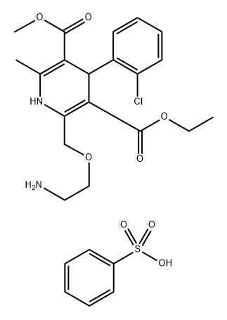 3,5-Pyridinedicarboxylic acid, 2-[(2-aminoethoxy)methyl]-4-(2-chlorophenyl)-1,4-dihydro-6-methyl-, 3-ethyl 5-methyl ester, benzenesulfonate, hydrate (1:1:1) Structure
