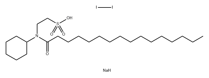 Sodium N-cyclohexyl-N-palmitoyl taurate - iodine complex 化学構造式