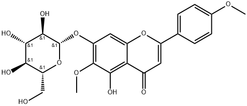 5-hydroxy-6,4'-dimethoxyflavone-7-O-β-D-glucopyranoside 结构式