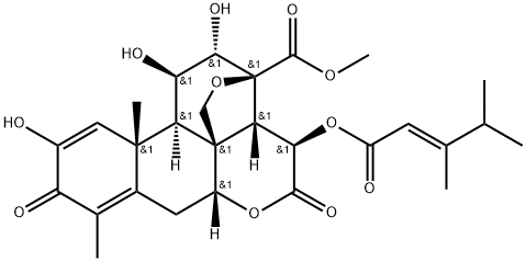 15β-[[(E)-3,4-ジメチル-1-オキソ-2-ペンテニル]オキシ]-13,20-エポキシ-2,11β,12α-トリヒドロキシ-3,16-ジオキソピクラサ-1,4-ジエン-21-酸メチル 化学構造式