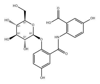 Benzoic acid, 2-[[2-(β-D-glucopyranosyloxy)-5-hydroxybenzoyl]amino]-5-hydroxy- Struktur