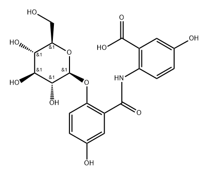 Benzoic acid, 2-[[2-(β-D-glucopyranosyloxy)-5-hydroxybenzoyl]amino]-5-hydroxy- Structure