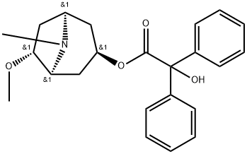 α-Hydroxy-α-phenylbenzeneacetic acid (1R,5R)-6β-methoxy-8-methyl-8-azabicyclo[3.2.1]oct-3α-yl ester Struktur