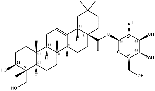 Hederagenin 28-O-beta-D-glucopyranosyl ester 化学構造式