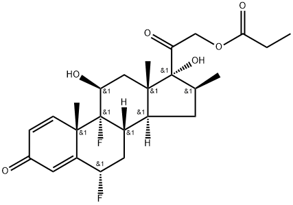 6α,9α-difluoro-11β,17,21-trihydroxy-16β-methylpregna-1,4-diene-3,20-dione, 21-propionate 结构式