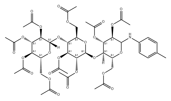 4-O-[2-O,3-O,6-O-Triacetyl-4-O-(2-O,3-O,4-O,6-O-tetraacetyl-β-D-glucopyranosyl)-β-D-glucopyranosyl]-1-[(4-methylphenyl)amino]-1-deoxy-D-glucopyranose 2,3,6-triacetate Struktur