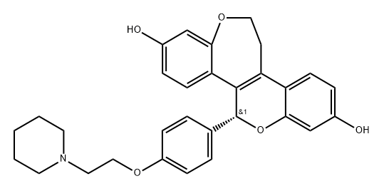 1H-[1]Benzopyrano[4,3-d][1]benzoxepin-4,11-diol, 7,8-dihydro-1-[4-[2-(1-piperidinyl)ethoxy]phenyl]-, (1R)- Structure