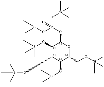 2-O,3-O,4-O,6-O-テトラキス(トリメチルシリル)-α-D-グルコピラノース[りん酸ビス(トリメチルシリル)] 化学構造式