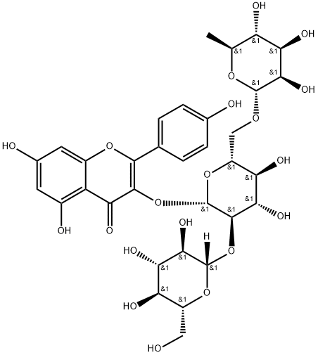山柰酚-3-O-(2"-O-Β-D-葡萄糖基)-Β-D–芸香糖苷, 55696-58-7, 结构式