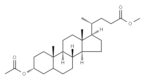3α-(アセチルオキシ)コラン-24-酸メチル 化学構造式