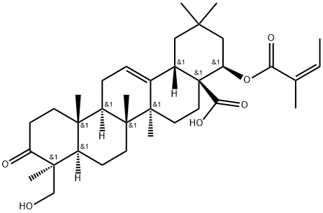 24-Hydroxy-22β-[[(Z)-2-methyl-1-oxo-2-butenyl]oxy]-3-oxo-olean-12-en-28-oic acid Structure