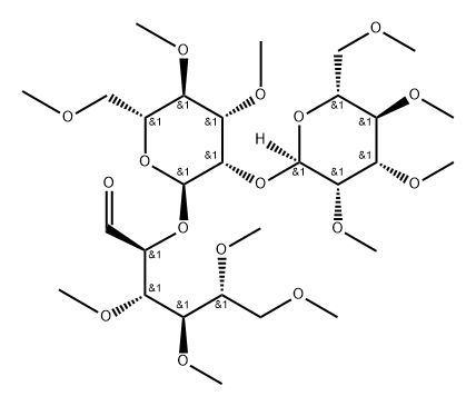 3-O,4-O,5-O,6-O-Tetramethyl-2-O-[3-O,4-O,6-O-trimethyl-2-O-(2-O,3-O,4-O,6-O-tetramethyl-α-D-mannopyranosyl)-α-D-mannopyranosyl]-D-mannose Structure