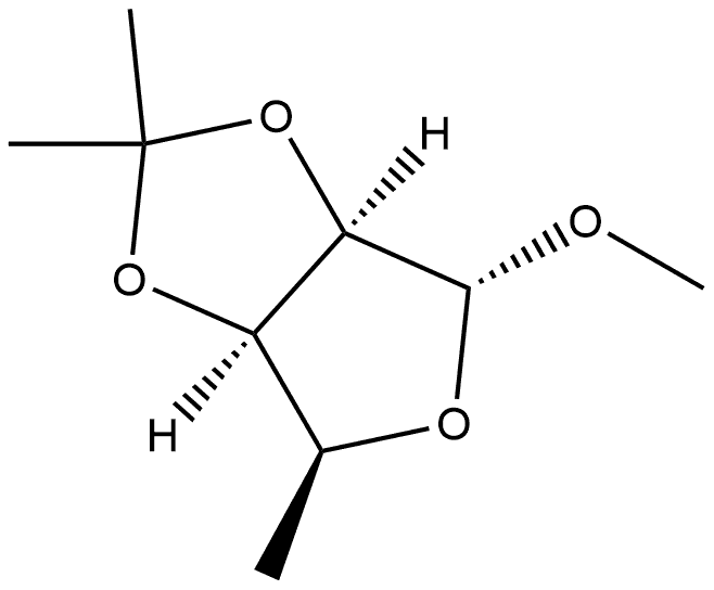 Lyxofuranoside, methyl 5-deoxy-2,3-O-isopropylidene-, α-L- (8CI) Struktur