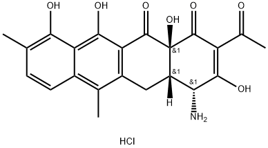 1,12(4H,5H)-Naphthacenedione, 2-acetyl-4-amino-4a,12a-dihydro-3,10,11,12a-tetrahydroxy-6,9-dimethyl-, hydrochloride (1:1), (4R,4aS,12aS)- Structure
