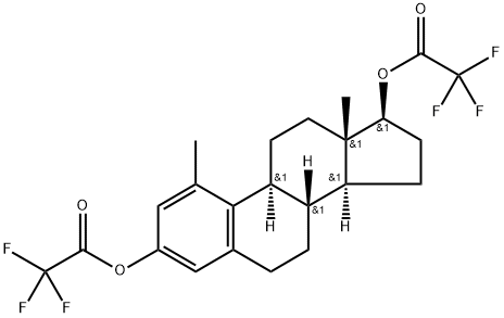 1-メチル-1,3,5(10)-エストラトリエン-3,17β-ジオールビス(トリフルオロアセタート) 化学構造式