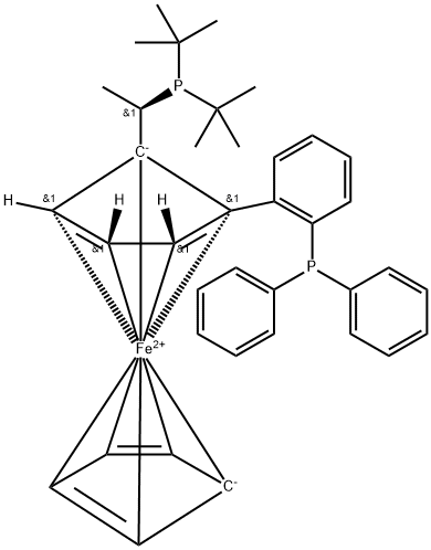 (R)-1-[(R)-1-(二叔丁基膦基)乙基]-2-[2-(二苯基膦基)苯基]二茂铁, 565184-30-7, 结构式
