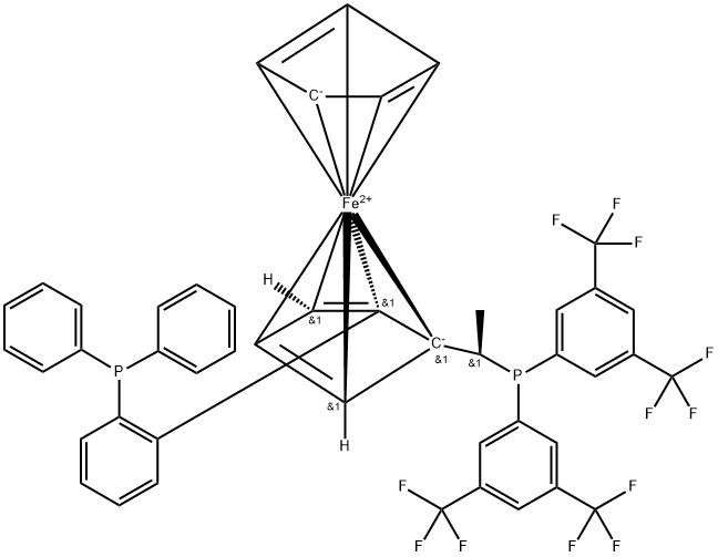 (R)-(-)-1-[(R)-2-(2'-Diphenylphosphinophenyl)ferrocenyl]ethylbis(di-3,5-trifluoromethylphenyl)phosphine Struktur