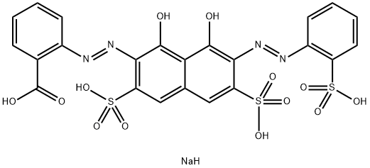 2-[[1,8-ジヒドロキシ-3,6-ジスルホ-7-[(2-スルホフェニル)アゾ]ナフタレン-2-イル]アゾ]安息香酸/ナトリウム,(1:2) 化学構造式