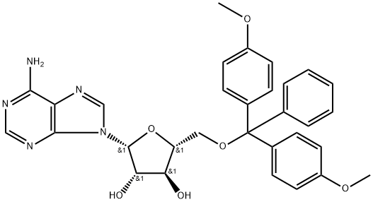 1-(6-amino-purin-9-yl)-O5-(4,4'-dimethoxy-trityl)-β-D-1-deoxy-arabinofuranose 结构式